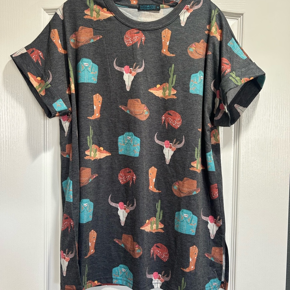 Western Graphic Print Women's Blouse
